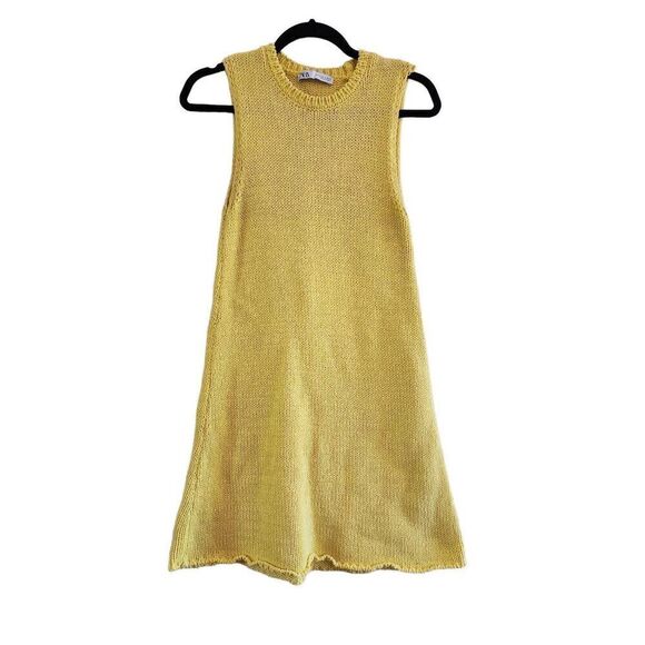 Zara bright yellow knit mini sweater dress size small - Picture 2 of 7